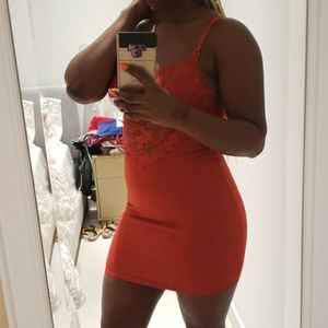 Lace Rust Colored Mini Dress